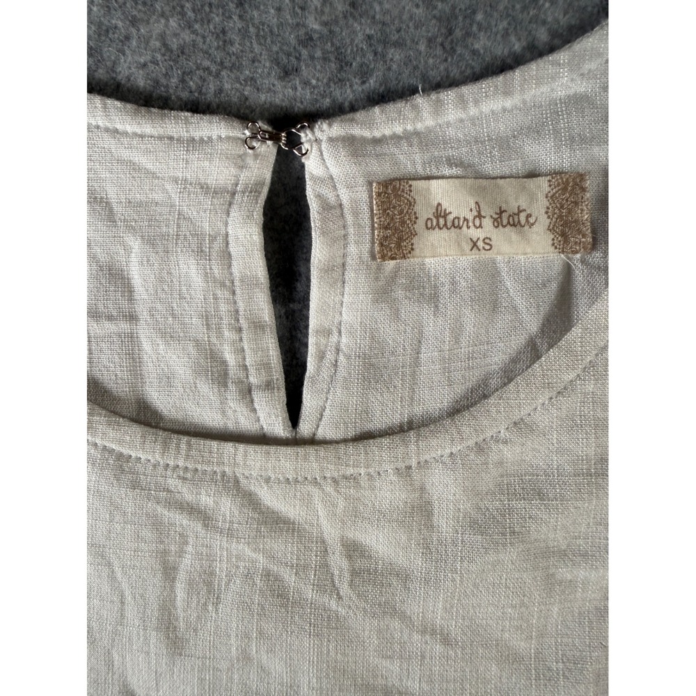 Altar'd State Womens‎ XS Beige Linen Blend Tiered Double Layer Crop Tank Top